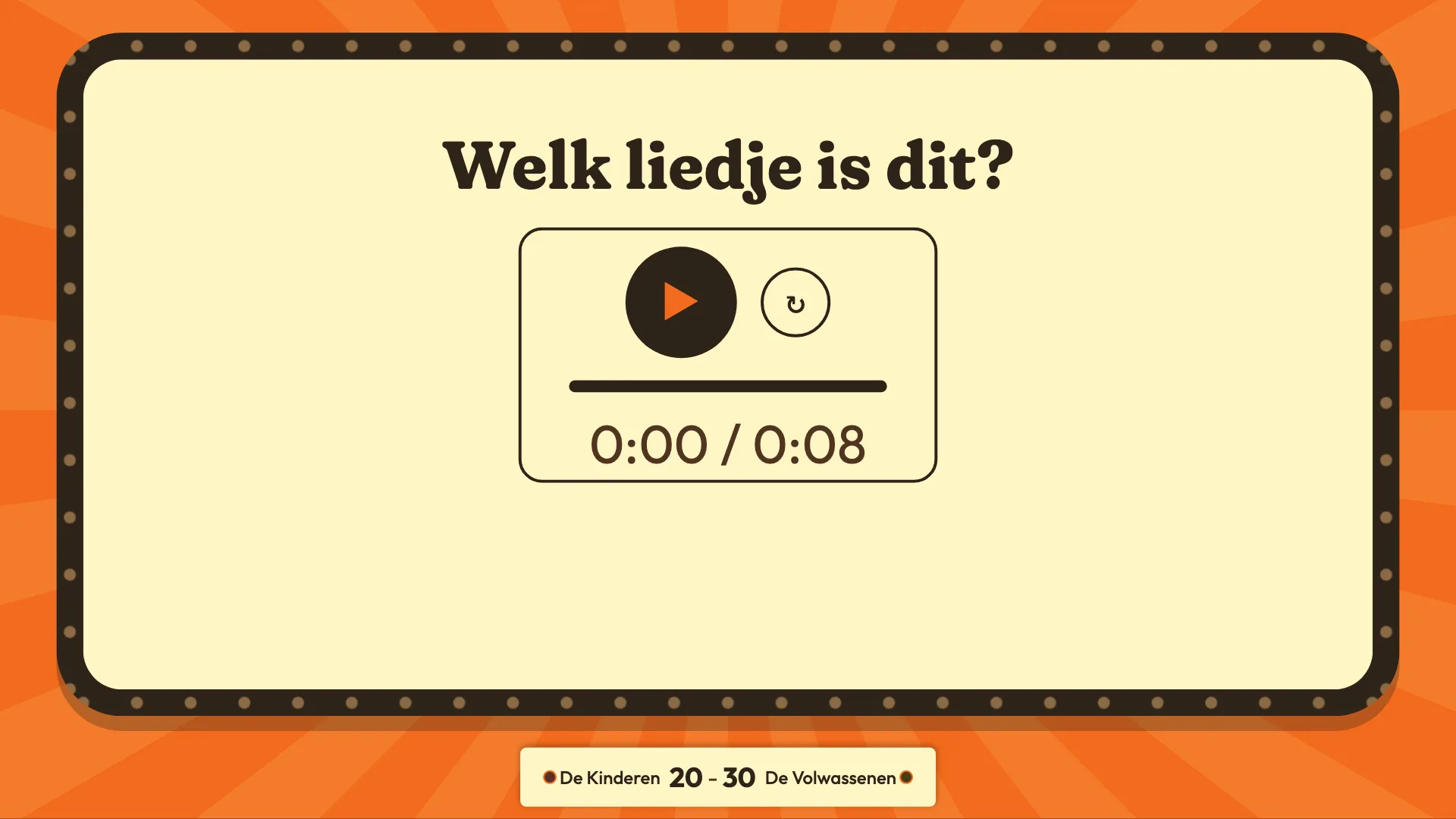 De tv vraagt welk liedje dit is, de melodie klaar om te spelen.
