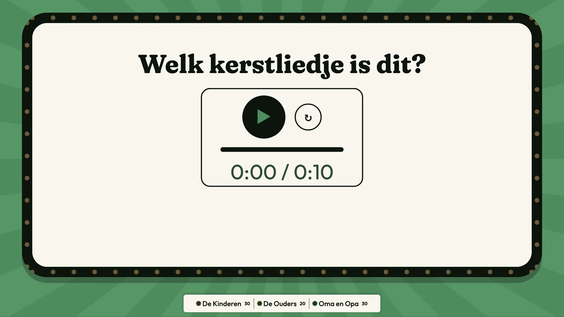De tv vraagt welk kerstliedje dit is, de melodie klaar om te spelen.